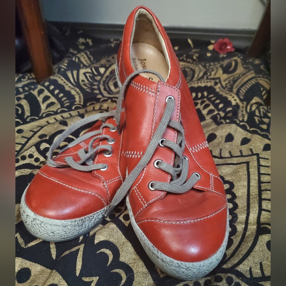 Josef Seibel Red Leather Sneakers Size 39